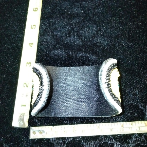 Iris Apfel & Bajalia Beaded Turquoise Yellow & Black Embellished Cuff Bracelet - Picture 9 of 11